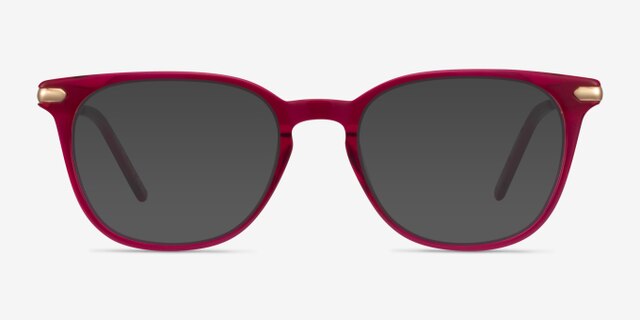 Therefore Raspberry Acetate-metalEyeglass Frames from EyeBuyDirect, with Tinted Lenses