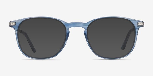 Toulouse Blue Acetate-metalEyeglass Frames from EyeBuyDirect, with Tinted Lenses