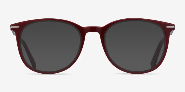 Ninah Burgundy Acetate-metalEyeglass Frames from EyeBuyDirect, with Tinted Lenses