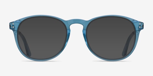 Akio Blue Acetate-metalEyeglass Frames from EyeBuyDirect, with Tinted Lenses