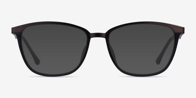 Traverse Gunmetal Black Acetate-metalEyeglass Frames from EyeBuyDirect, with Tinted Lenses