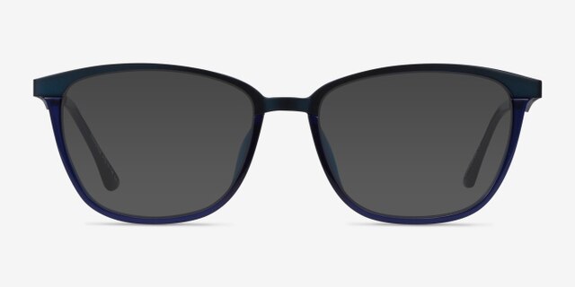 Traverse Navy Acetate-metalEyeglass Frames from EyeBuyDirect, with Tinted Lenses