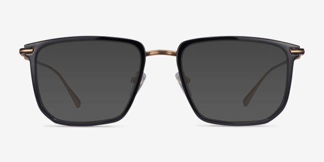 Glimpse Black Gold Acetate-metalMontures de lunettes de vue d'EyeBuyDirect, Avec des Verres Teintés
