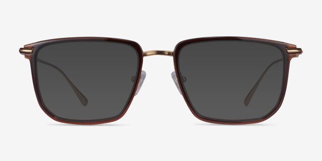 Glimpse Brown Gold Acetate-metalEyeglass Frames from EyeBuyDirect, with Tinted Lenses