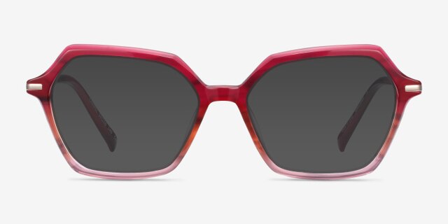 Carmel Raspberry Striped Acetate-metalEyeglass Frames from EyeBuyDirect, with Tinted Lenses