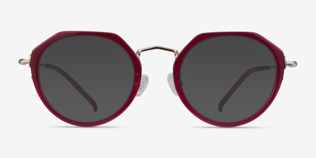 Claire Raspberry  Gold AcetateEyeglass Frames from EyeBuyDirect, with Tinted Lenses