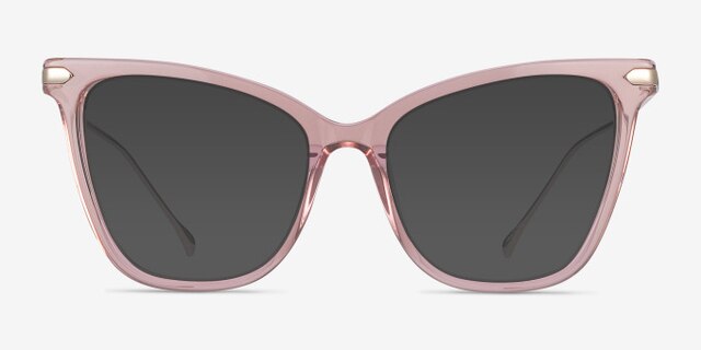 Domy Clear Pink Acetate-metalEyeglass Frames from EyeBuyDirect, with Tinted Lenses