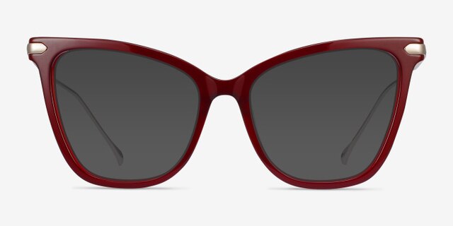 Domy Burgundy Acetate-metalEyeglass Frames from EyeBuyDirect, with Tinted Lenses
