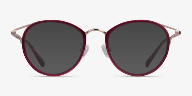 Dazzle Raspberry Acetate-metalEyeglass Frames from EyeBuyDirect, with Tinted Lenses
