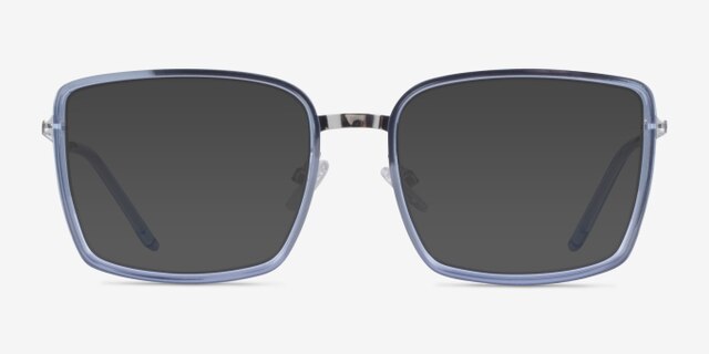 Remi Blue Silver AcetateEyeglass Frames from EyeBuyDirect, with Tinted Lenses
