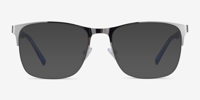 Emmerson Silver & Clear Blue Acetate-metalMontures de lunettes de vue d'EyeBuyDirect, Avec des Verres Teintés