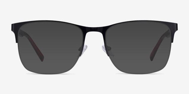 Emmerson Shiny Black & Red Acetate-metalEyeglass Frames from EyeBuyDirect, with Tinted Lenses