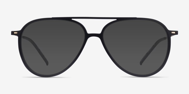 Clip Matte Black & Gold Plastic-metalEyeglass Frames from EyeBuyDirect, with Tinted Lenses