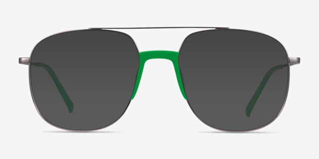 Subject Gunmetal & Green Acetate-metalEyeglass Frames from EyeBuyDirect, with Tinted Lenses