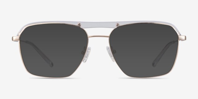Dynamo Clear & Gold Acetate-metalEyeglass Frames from EyeBuyDirect, with Tinted Lenses