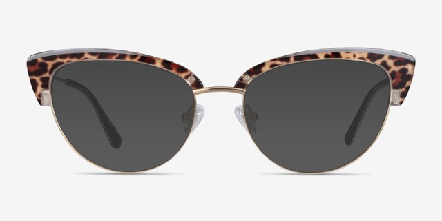 Essential Leopard & Gold Acetate-metalEyeglass Frames from EyeBuyDirect, with Tinted Lenses