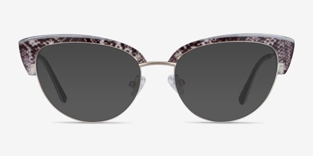 Essential Snake & Silver Acetate-metalEyeglass Frames from EyeBuyDirect, with Tinted Lenses