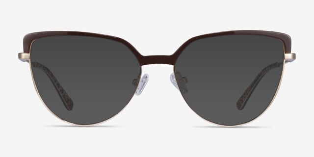 Dona Brown & Gold Acetate-metalEyeglass Frames from EyeBuyDirect, with Tinted Lenses