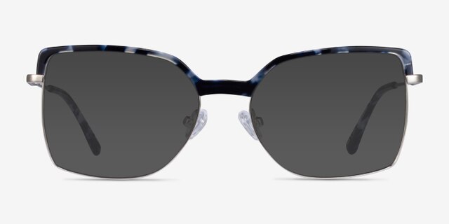Further Blue Floral & Silver Acetate-metalEyeglass Frames from EyeBuyDirect, with Tinted Lenses