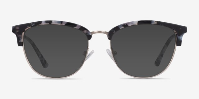 Sophisticated Ivory Tortoise & Silver Acetate-metalEyeglass Frames from EyeBuyDirect, with Tinted Lenses