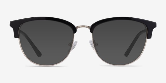 Sophisticated Black & Silver Acetate-metalEyeglass Frames from EyeBuyDirect, with Tinted Lenses