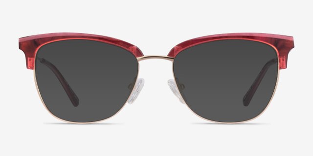 Gala Raspberry & Gold Acetate-metalEyeglass Frames from EyeBuyDirect, with Tinted Lenses