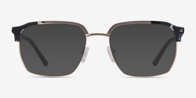Break Gray Striped & Gold Acetate-metalEyeglass Frames from EyeBuyDirect, with Tinted Lenses
