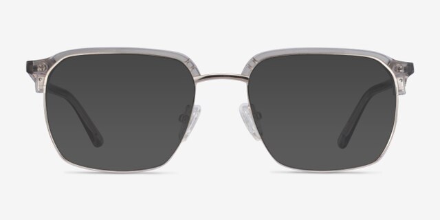Break Clear Gray & Silver Acetate-metalEyeglass Frames from EyeBuyDirect, with Tinted Lenses