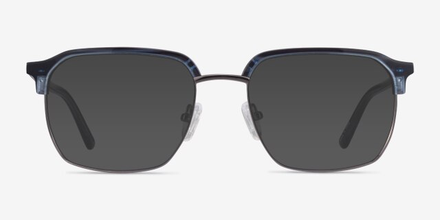 Break Blue Striped & Gunmetal Acetate-metalEyeglass Frames from EyeBuyDirect, with Tinted Lenses