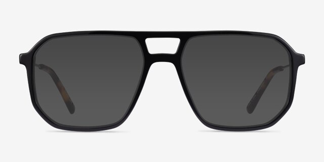 Iconic Black & Silver Acetate-metalEyeglass Frames from EyeBuyDirect, with Tinted Lenses