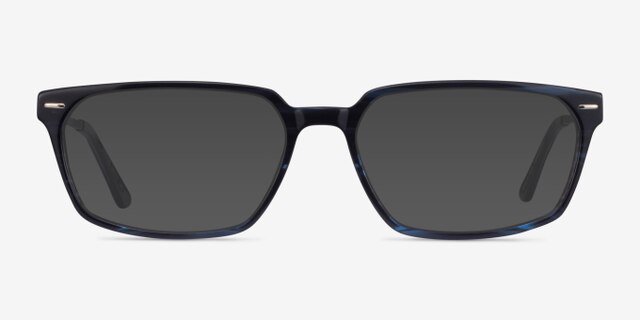 Fusion Blue Striped Silver AcetateEyeglass Frames from EyeBuyDirect, with Tinted Lenses