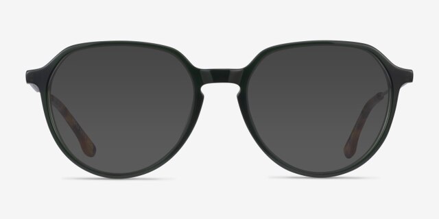 World Dark Green Silver AcetateEyeglass Frames from EyeBuyDirect, with Tinted Lenses