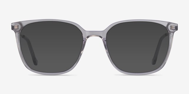 Confident Clear Gray Silver AcetateEyeglass Frames from EyeBuyDirect, with Tinted Lenses