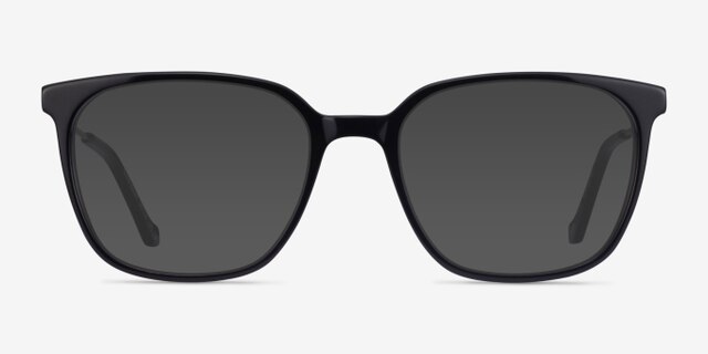 Confident Black Silver AcetateEyeglass Frames from EyeBuyDirect, with Tinted Lenses