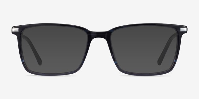 Button Striped Blue AcétateMontures de lunettes de vue d'EyeBuyDirect, Avec des Verres Teintés