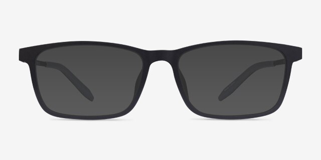 Rebus Matte Black PlasticEyeglass Frames from EyeBuyDirect, with Tinted Lenses