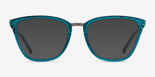 Azur Aqua Silver AcetateEyeglass Frames from EyeBuyDirect, with Tinted Lenses