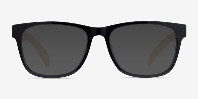 Reserve Black & Light Wood AcetateEyeglass Frames from EyeBuyDirect, with Tinted Lenses
