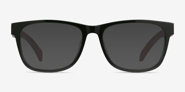 Reserve Green & Red Wood AcetateEyeglass Frames from EyeBuyDirect, with Tinted Lenses