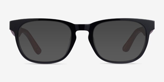Tongass Black & Red Wood AcetateEyeglass Frames from EyeBuyDirect, with Tinted Lenses