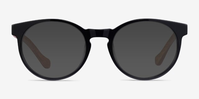Everglades Black & Wood AcetateEyeglass Frames from EyeBuyDirect, with Tinted Lenses