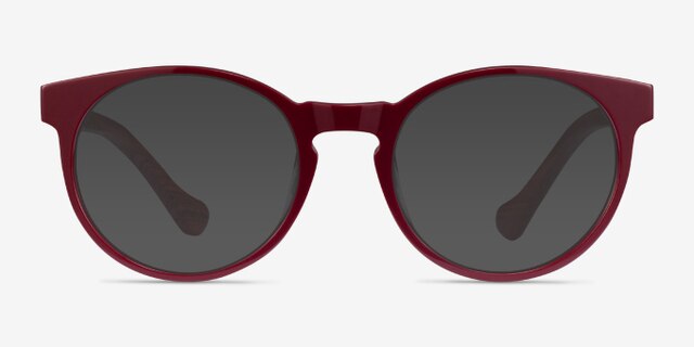 Everglades Red & Red Wood AcetateEyeglass Frames from EyeBuyDirect, with Tinted Lenses