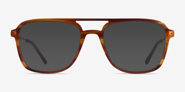 Eddie Striped Brown AcétateMontures de lunettes de vue d'EyeBuyDirect, Avec des Verres Teintés