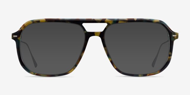 Intrepid Green Tortoise AcetateEyeglass Frames from EyeBuyDirect, with Tinted Lenses