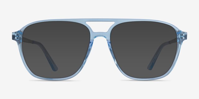 Metropolis Clear Blue AcetateEyeglass Frames from EyeBuyDirect, with Tinted Lenses