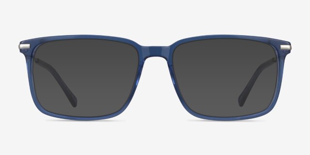 Boscus Clear Blue Silver AcetateEyeglass Frames from EyeBuyDirect, with Tinted Lenses