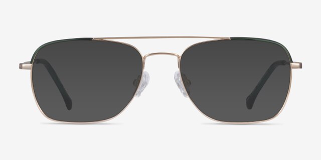Arizona Green Gold AcetateEyeglass Frames from EyeBuyDirect, with Tinted Lenses