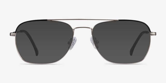 Arizona Silver Black AcetateEyeglass Frames from EyeBuyDirect, with Tinted Lenses