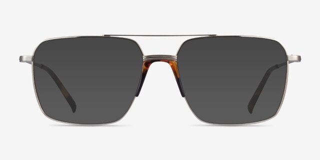 Matt Silver Tortoise AcetateEyeglass Frames from EyeBuyDirect, with Tinted Lenses