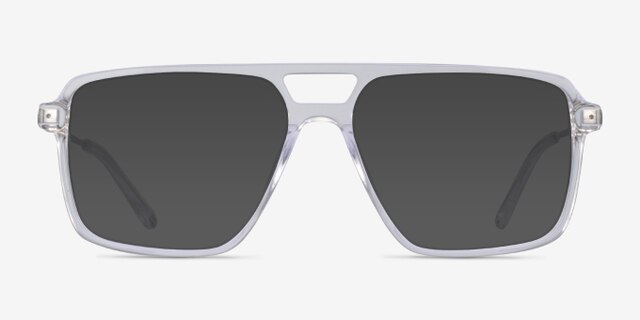 San Diego Clear Silver AcetateEyeglass Frames from EyeBuyDirect, with Tinted Lenses